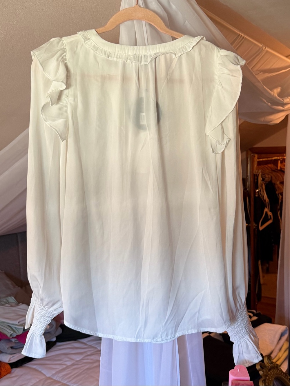 White Blouse with Ruffle Detail - Picture 2 of 3
